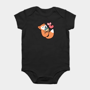 Cute Kawaii Fox Sipping Boba Tea - Bubble Tea Baby Bodysuit